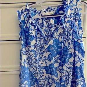 White and blue floral tank top from Vineyard Vines - size medium